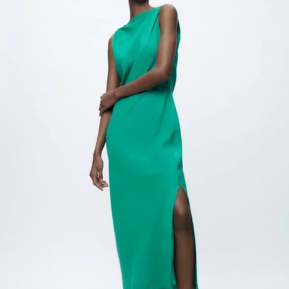 Zara | Dresses | Nwt Zara Linen Blend Ruched Dress S M L 9479 | Poshmark